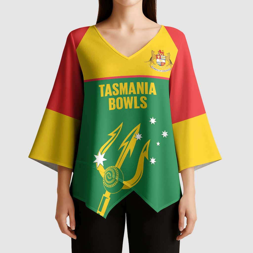 Custom Tasmania Bowls Australia Kimono Sleeve Blouse Go Tasmanian Tridents - Aussie Hoodie