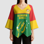 Custom Tasmania Bowls Australia Kimono Sleeve Blouse Go Tasmanian Tridents - Aussie Hoodie