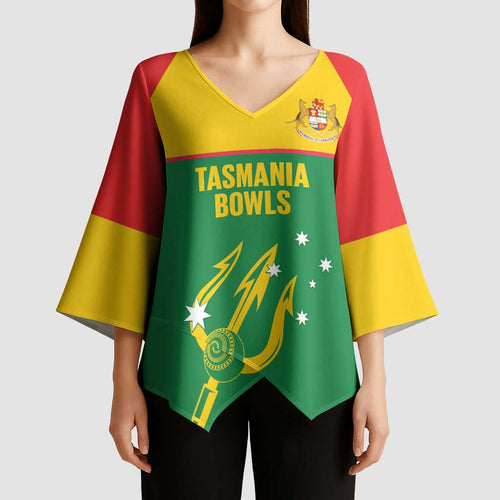 Custom Tasmania Bowls Australia Kimono Sleeve Blouse Go Tasmanian Tridents - Aussie Hoodie