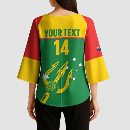 Custom Tasmania Bowls Australia Kimono Sleeve Blouse Go Tasmanian Tridents - Aussie Hoodie