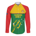 Custom Tasmania Bowls Australia Long Sleeve Button Shirt Go Tasmanian Tridents - Aussie Hoodie