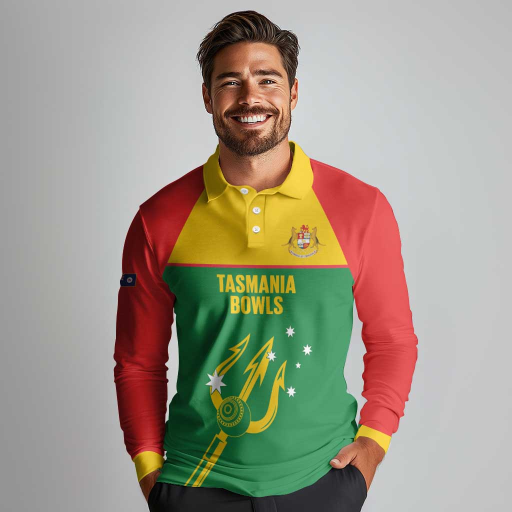 Custom Tasmania Bowls Australia Long Sleeve Polo Shirt Go Tasmanian Tridents - Aussie Hoodie