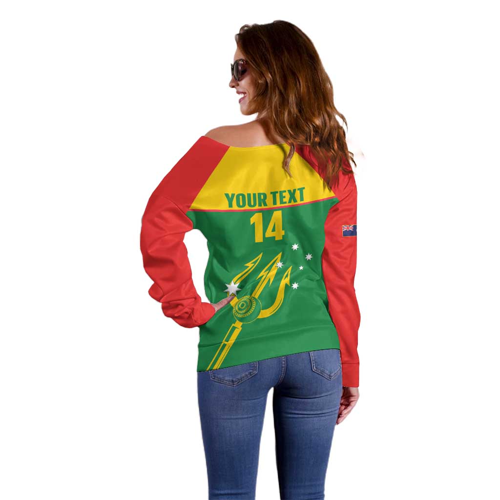 Custom Tasmania Bowls Australia Off Shoulder Sweater Go Tasmanian Tridents - Aussie Hoodie