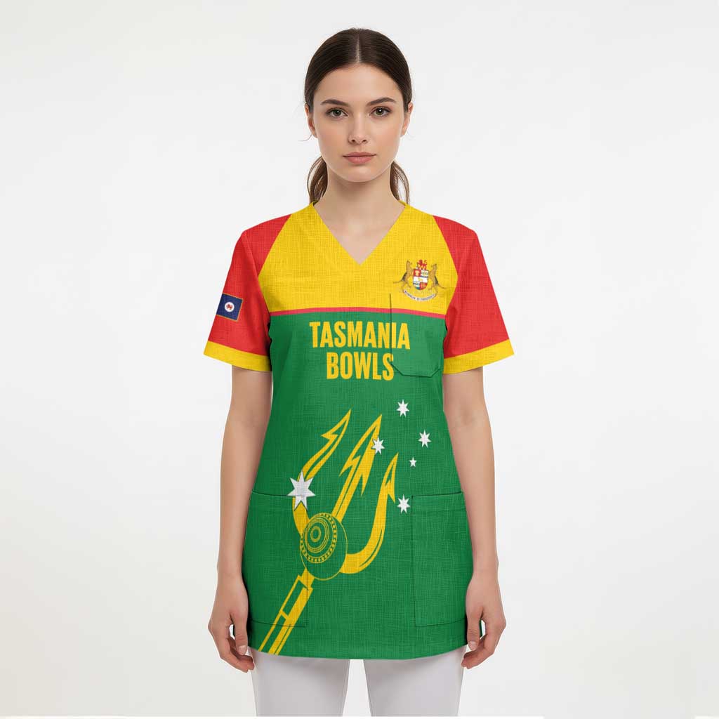 Custom Tasmania Bowls Australia Scrub Top Go Tasmanian Tridents - Aussie Hoodie
