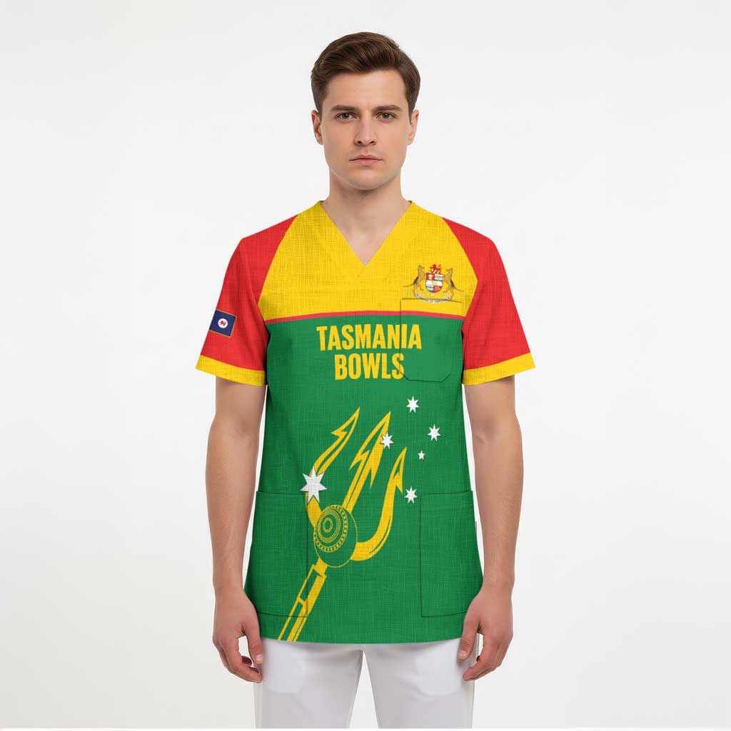 Custom Tasmania Bowls Australia Scrub Top Go Tasmanian Tridents - Aussie Hoodie