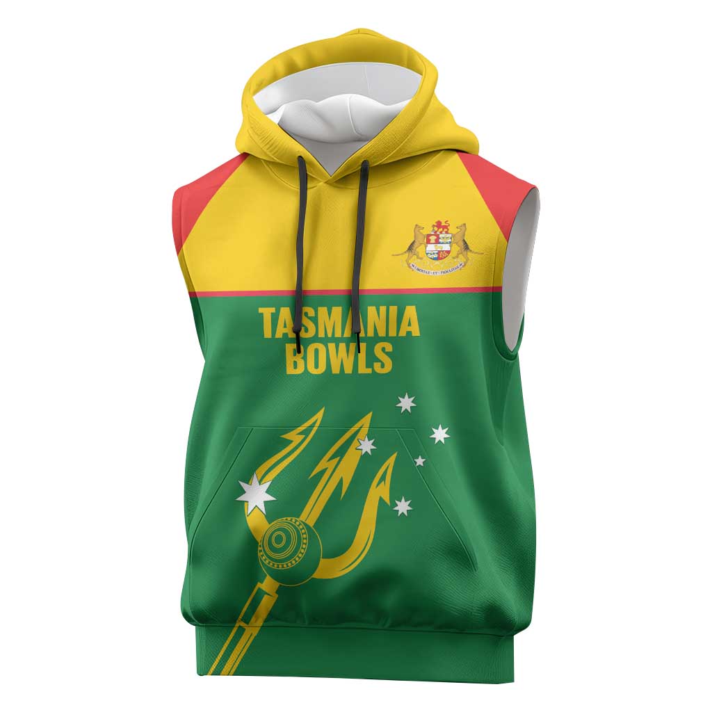 Custom Tasmania Bowls Australia Sleeveless Hoodie Go Tasmanian Tridents - Aussie Hoodie