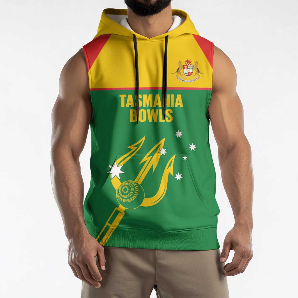 Custom Tasmania Bowls Australia Sleeveless Hoodie Go Tasmanian Tridents - Aussie Hoodie