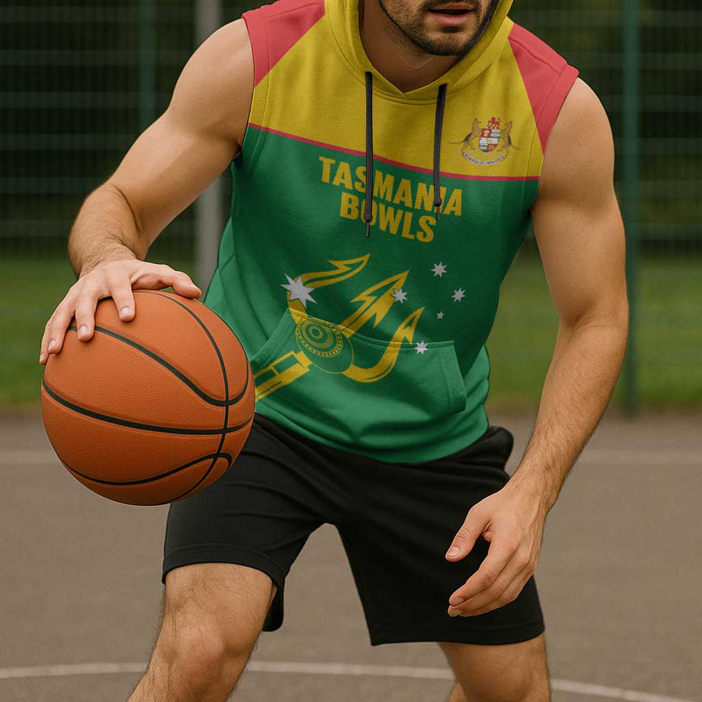 Custom Tasmania Bowls Australia Sleeveless Hoodie Go Tasmanian Tridents - Aussie Hoodie