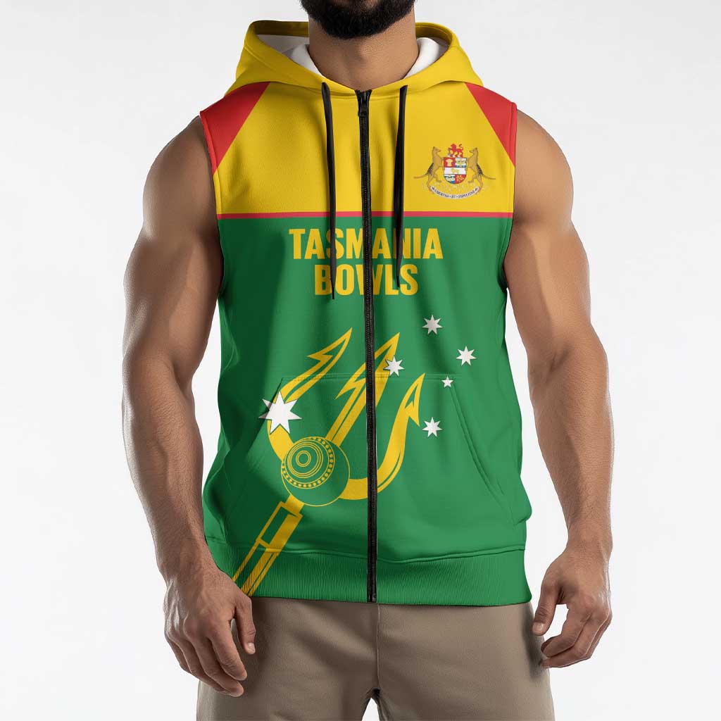 Custom Tasmania Bowls Australia Sleeveless Zip Hoodie Go Tasmanian Tridents LT14