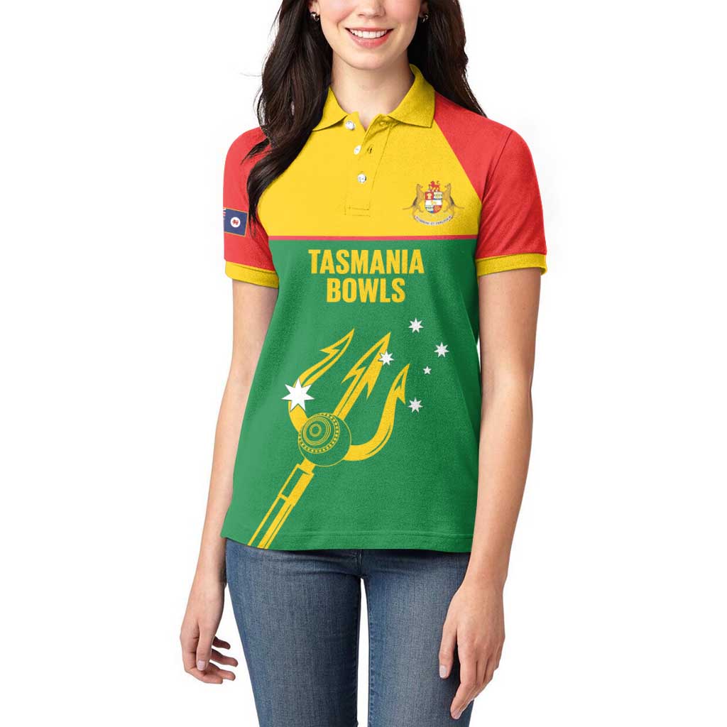 Custom Tasmania Bowls Australia Women Polo Shirt Go Tasmanian Tridents - Aussie Hoodie
