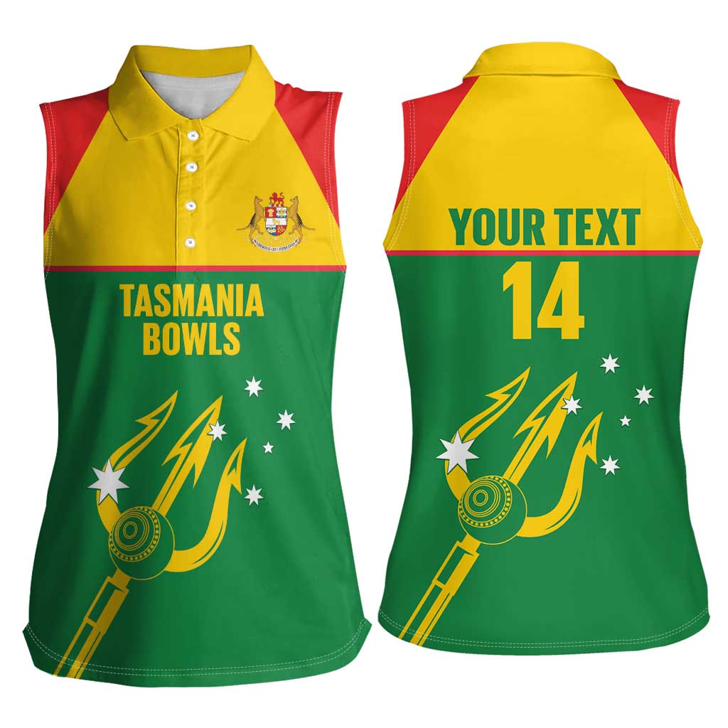 Custom Tasmania Bowls Australia Women Sleeveless Polo Shirt Go Tasmanian Tridents - Aussie Hoodie
