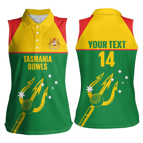 Custom Tasmania Bowls Australia Women Sleeveless Polo Shirt Go Tasmanian Tridents - Aussie Hoodie