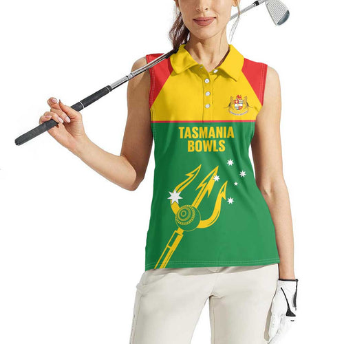 Custom Tasmania Bowls Australia Women Sleeveless Polo Shirt Go Tasmanian Tridents - Aussie Hoodie