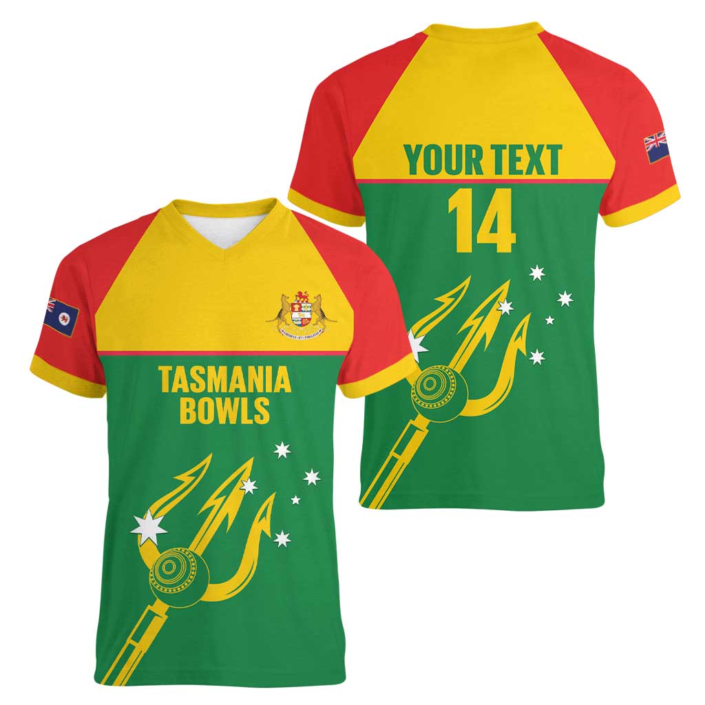 Custom Tasmania Bowls Australia Women V-Neck T-Shirt Go Tasmanian Tridents - Aussie Hoodie