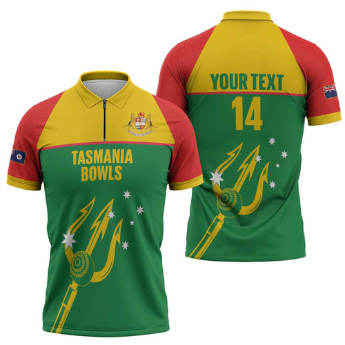 Custom Tasmania Bowls Australia Zipper Polo Shirt Go Tasmanian Tridents - Aussie Hoodie