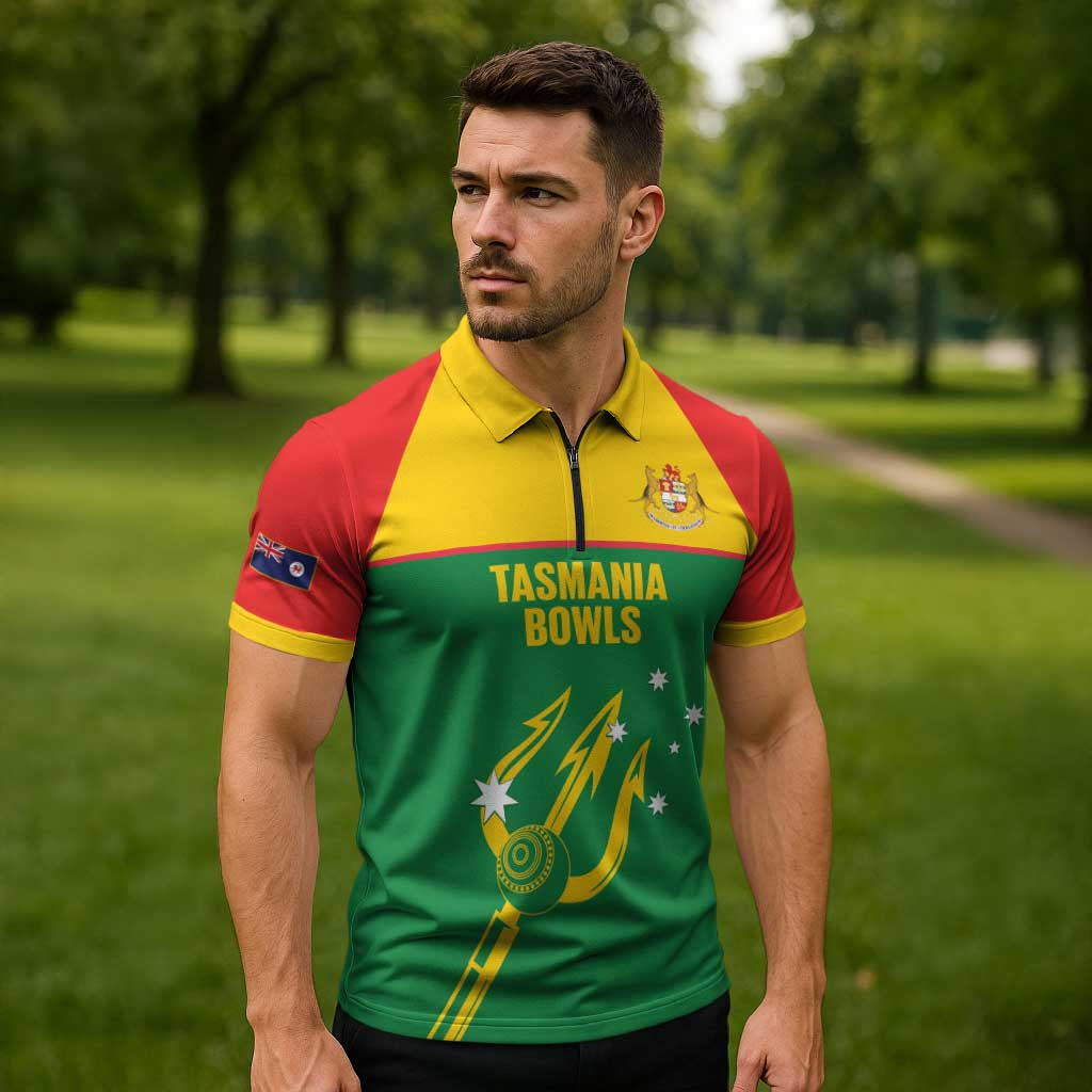 Custom Tasmania Bowls Australia Zipper Polo Shirt Go Tasmanian Tridents - Aussie Hoodie