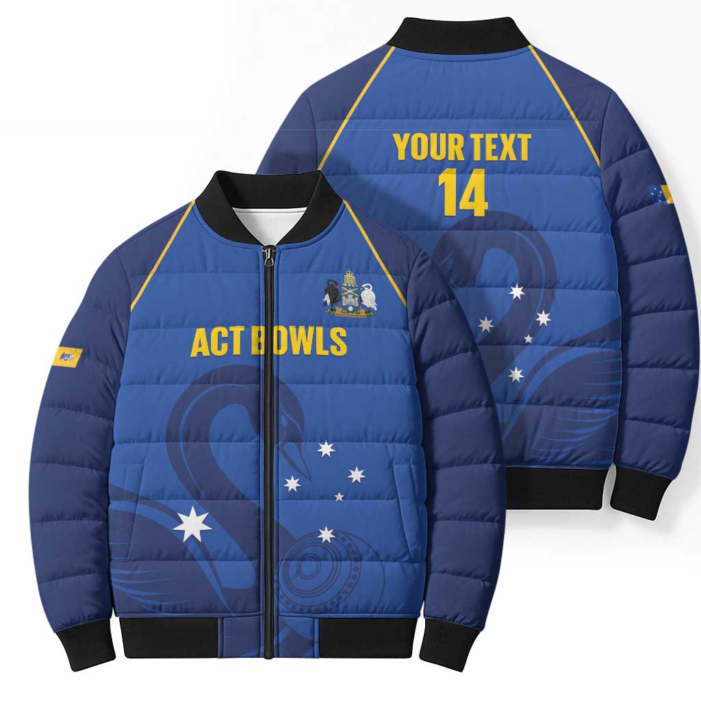 Custom ACT Bowls Australia Bomber Puffer Jacket Go Australian Capital Territory Swan - Aussie Hoodie