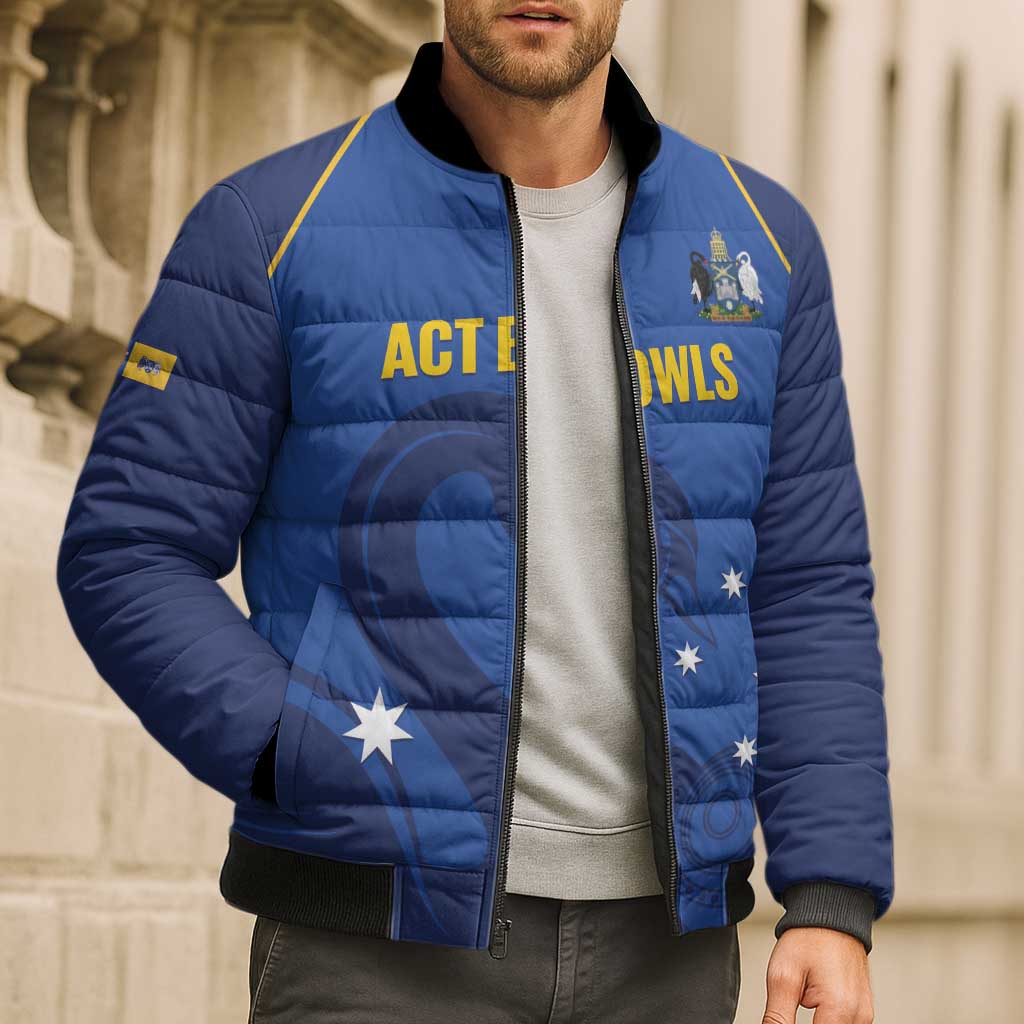 Custom ACT Bowls Australia Bomber Puffer Jacket Go Australian Capital Territory Swan - Aussie Hoodie