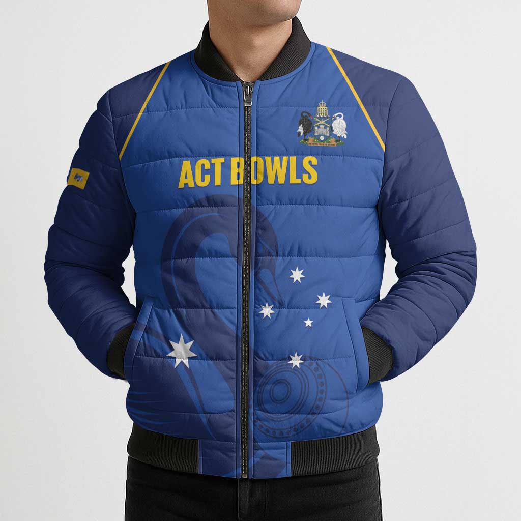 Custom ACT Bowls Australia Bomber Puffer Jacket Go Australian Capital Territory Swan - Aussie Hoodie