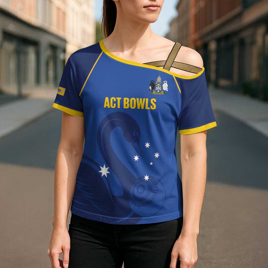 Custom ACT Bowls Australia Cross Shoulder Shirt Go Australian Capital Territory Swan - Aussie Hoodie