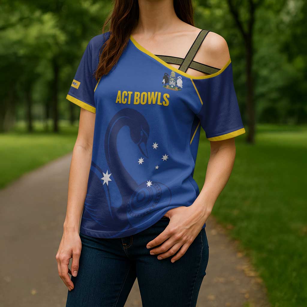 Custom ACT Bowls Australia Cross Shoulder Shirt Go Australian Capital Territory Swan - Aussie Hoodie