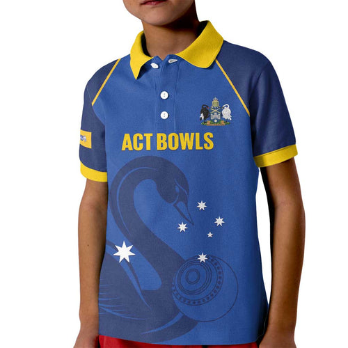 Custom ACT Bowls Australia Kid Polo Shirt Go Australian Capital Territory Swan - Aussie Hoodie