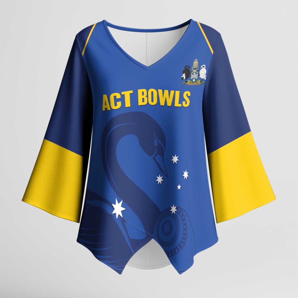 Custom ACT Bowls Australia Kimono Sleeve Blouse Go Australian Capital Territory Swan - Aussie Hoodie