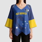 Custom ACT Bowls Australia Kimono Sleeve Blouse Go Australian Capital Territory Swan - Aussie Hoodie