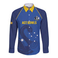 Custom ACT Bowls Australia Long Sleeve Button Shirt Go Australian Capital Territory Swan - Aussie Hoodie