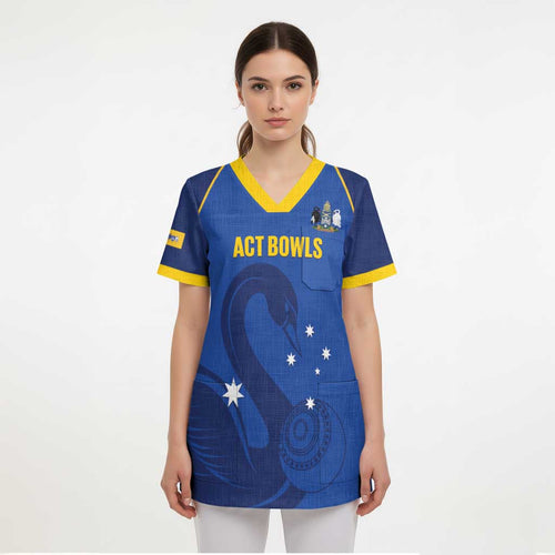 Custom ACT Bowls Australia Scrub Top Go Australian Capital Territory Swan - Aussie Hoodie