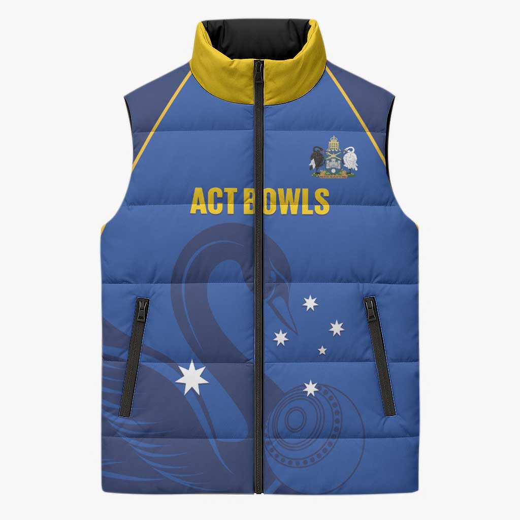 Custom ACT Bowls Australia Sleeveless Puffer Jacket Go Australian Capital Territory Swan - Aussie Hoodie