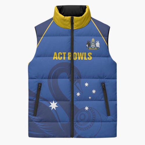 Custom ACT Bowls Australia Sleeveless Puffer Jacket Go Australian Capital Territory Swan - Aussie Hoodie