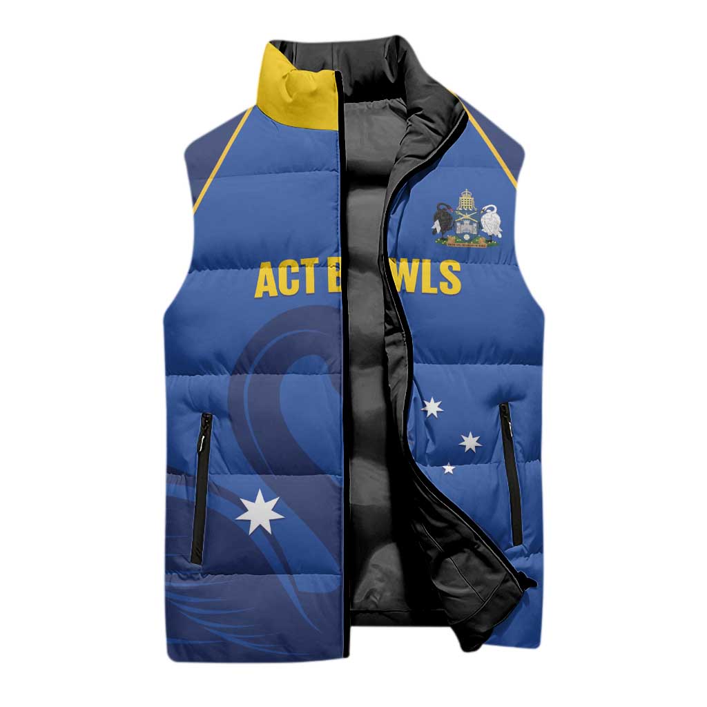 Custom ACT Bowls Australia Sleeveless Puffer Jacket Go Australian Capital Territory Swan - Aussie Hoodie