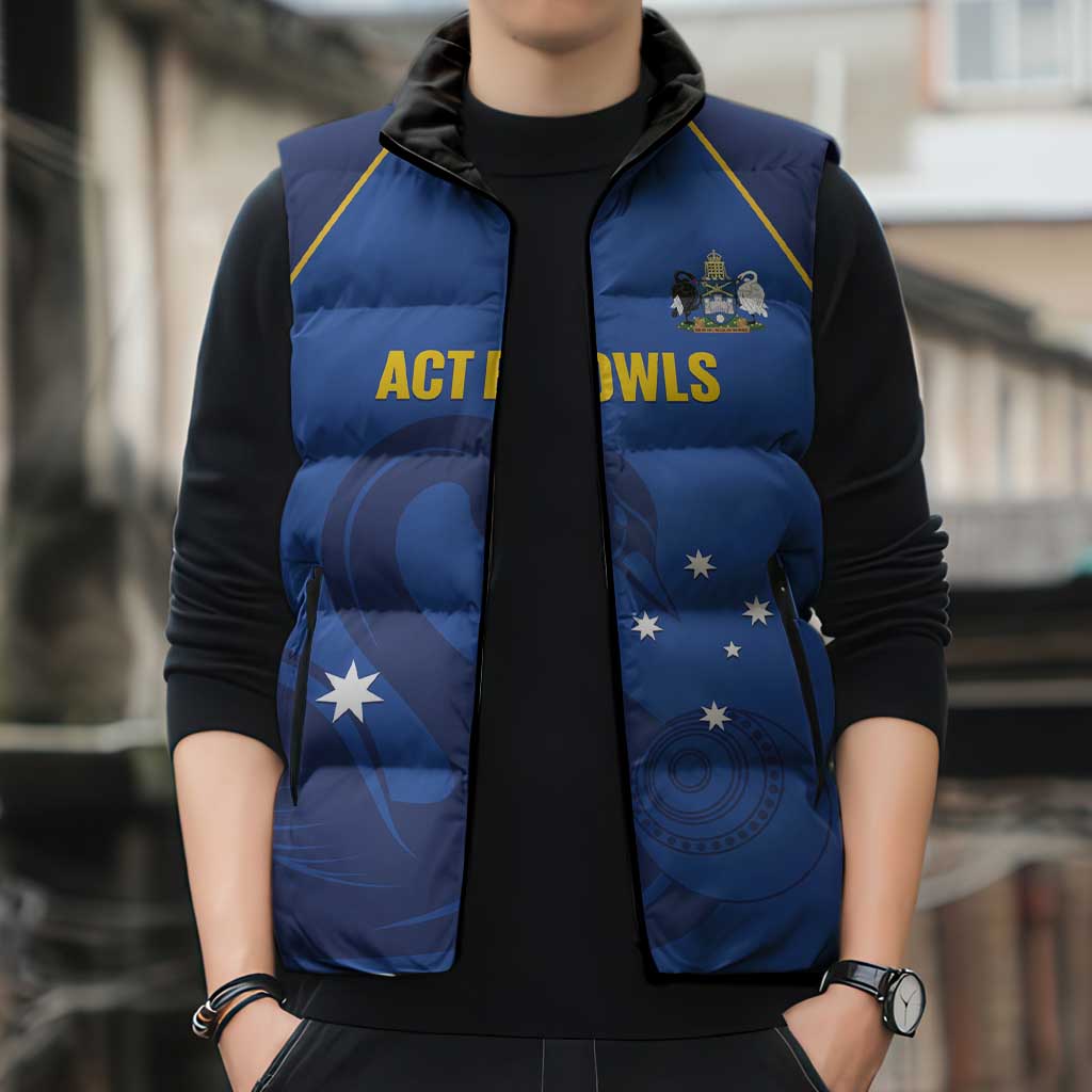 Custom ACT Bowls Australia Sleeveless Puffer Jacket Go Australian Capital Territory Swan - Aussie Hoodie