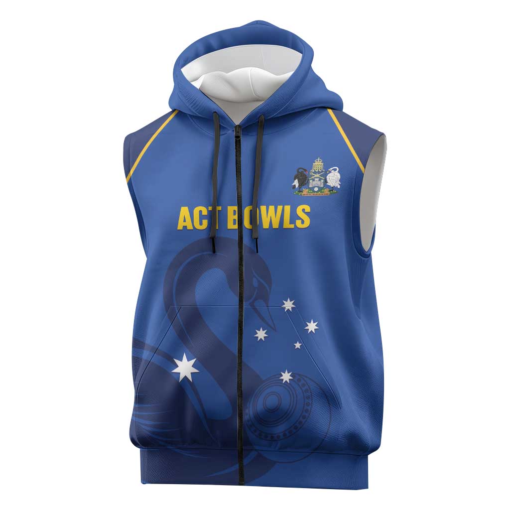 Custom ACT Bowls Australia Sleeveless Zip Hoodie Go Australian Capital Territory Swan LT14