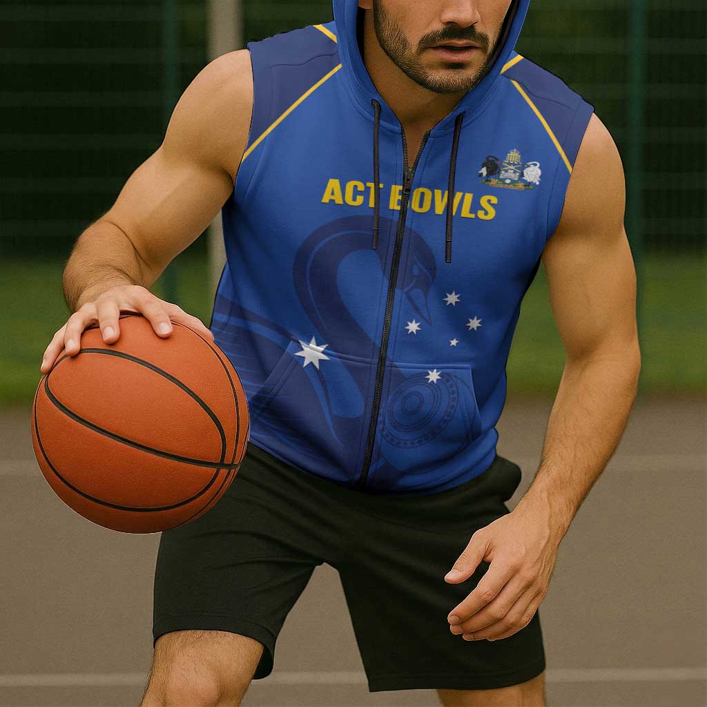 Custom ACT Bowls Australia Sleeveless Zip Hoodie Go Australian Capital Territory Swan LT14