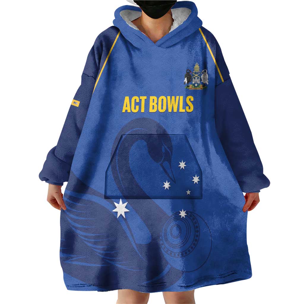 Custom ACT Bowls Australia Wearable Blanket Hoodie Go Australian Capital Territory Swan - Aussie Hoodie