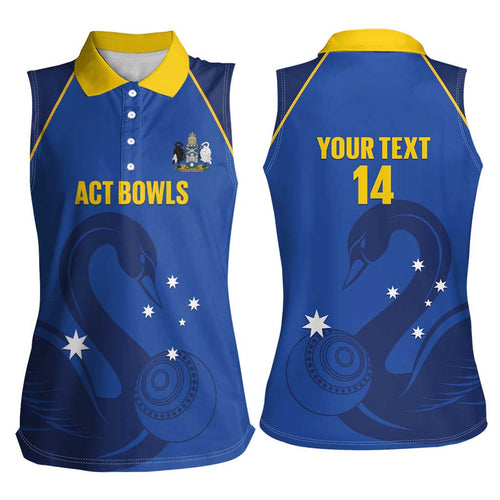 Custom ACT Bowls Australia Women Sleeveless Polo Shirt Go Australian Capital Territory Swan - Aussie Hoodie