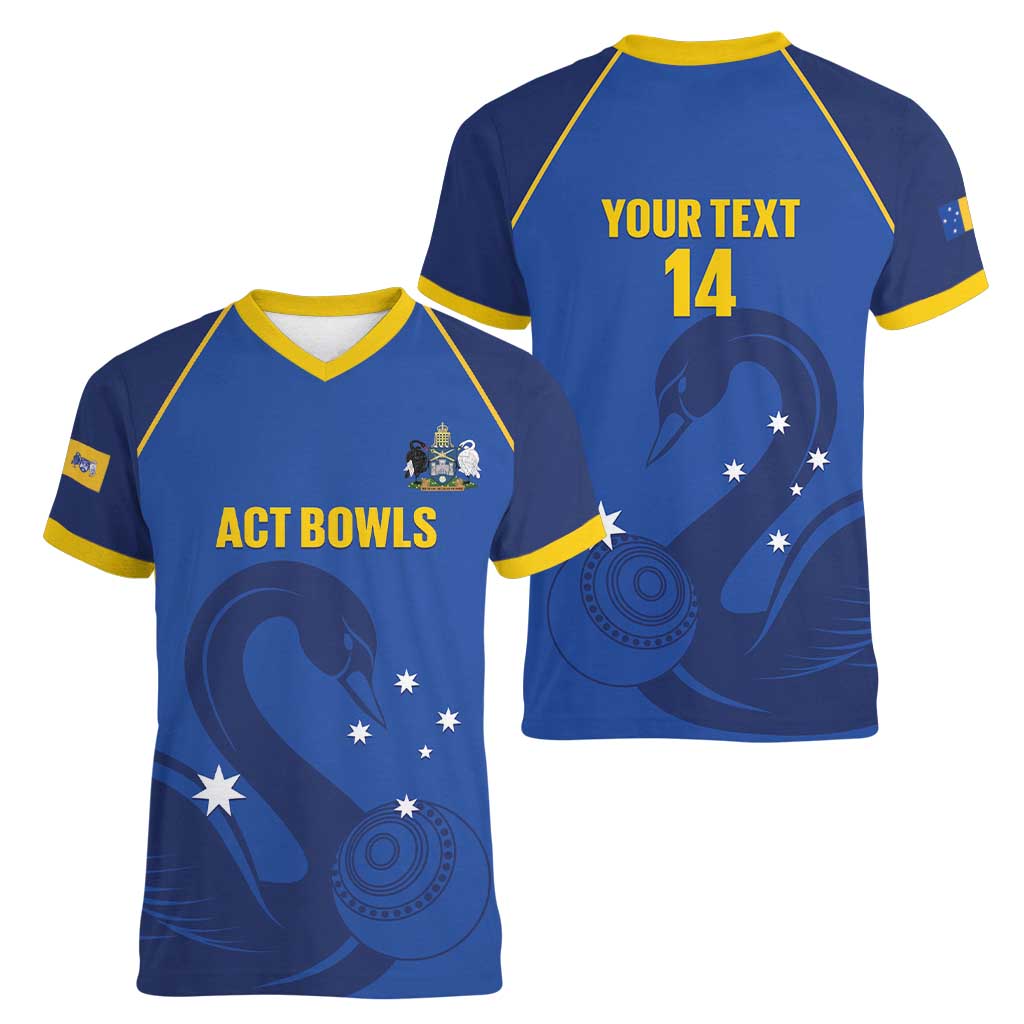 Custom ACT Bowls Australia Women V-Neck T-Shirt Go Australian Capital Territory Swan - Aussie Hoodie