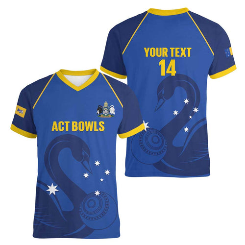 Custom ACT Bowls Australia Women V-Neck T-Shirt Go Australian Capital Territory Swan - Aussie Hoodie