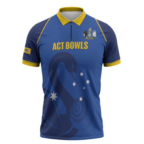Custom ACT Bowls Australia Zipper Polo Shirt Go Australian Capital Territory Swan - Aussie Hoodie