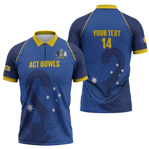 Custom ACT Bowls Australia Zipper Polo Shirt Go Australian Capital Territory Swan - Aussie Hoodie