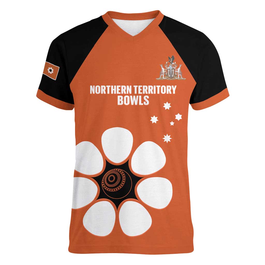 Custom Northern Territory Bowls Australia Women V-Neck T-Shirt Go Champions Sporty Style - Aussie Hoodie