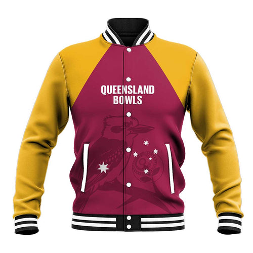 Custom Queensland Bowls Australia Baseball Jacket Go Champions QLD Kookaburra - Aussie Hoodie