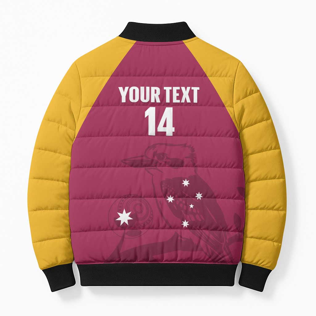 Custom Queensland Bowls Australia Bomber Puffer Jacket Go Champions QLD Kookaburra - Aussie Hoodie