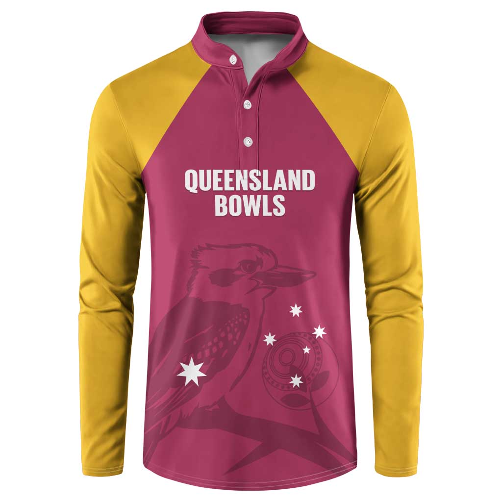 Custom Queensland Bowls Australia Button Sweatshirt Go Champions QLD Kookaburra - Aussie Hoodie
