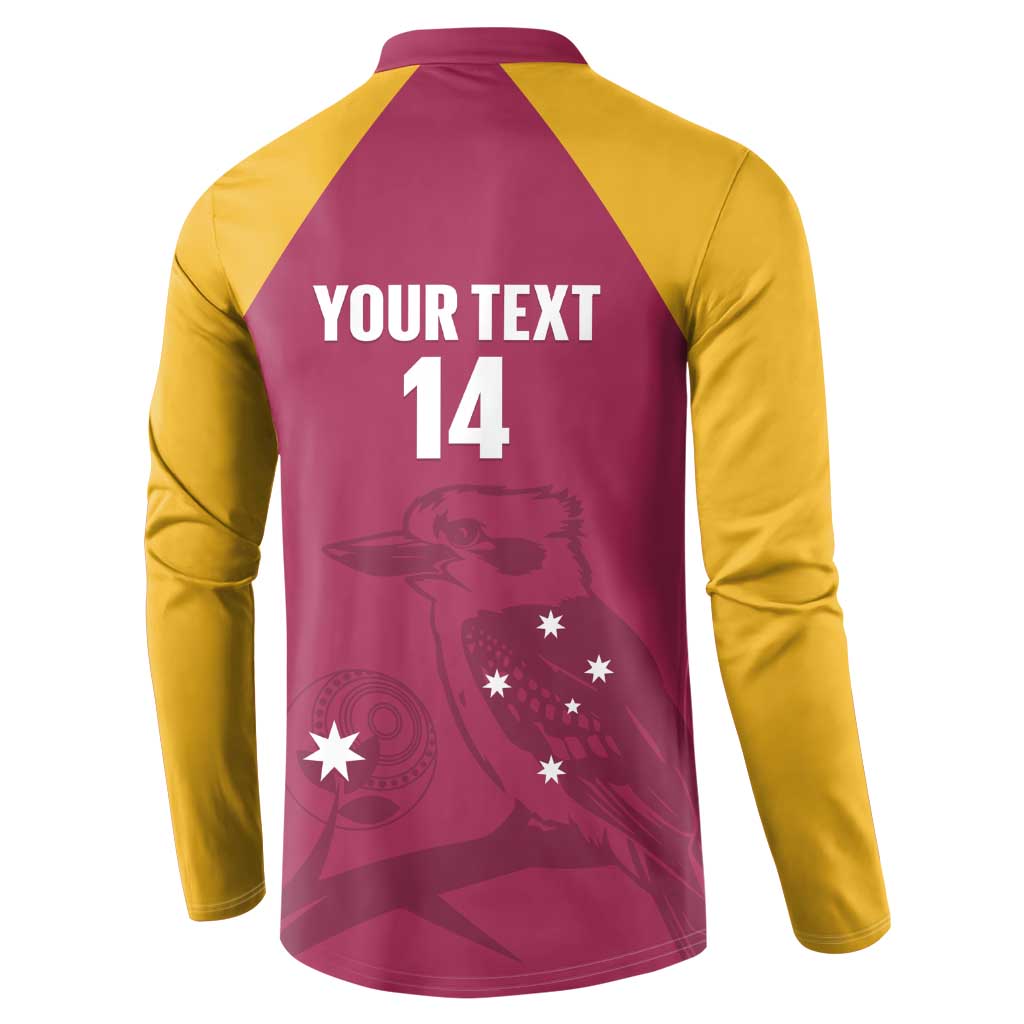 Custom Queensland Bowls Australia Button Sweatshirt Go Champions QLD Kookaburra - Aussie Hoodie