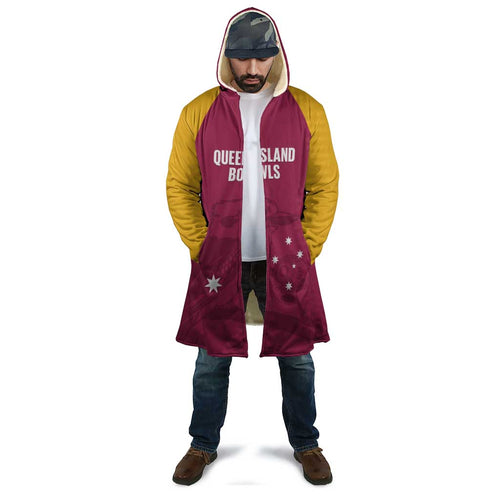Custom Queensland Bowls Australia Cloak Go Champions QLD Kookaburra - Aussie Hoodie