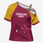 Custom Queensland Bowls Australia Cross Shoulder Shirt Go Champions QLD Kookaburra - Aussie Hoodie