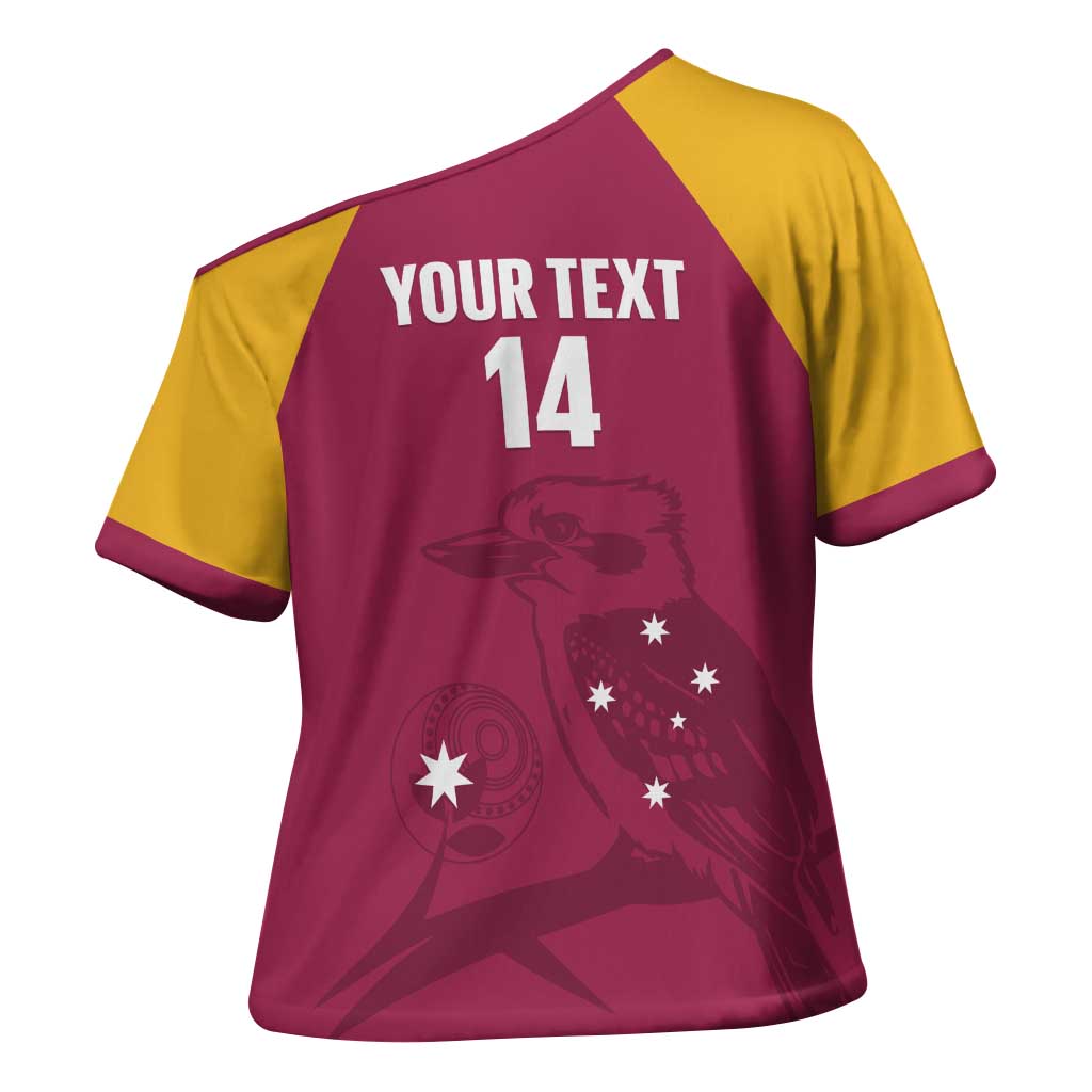 Custom Queensland Bowls Australia Cross Shoulder Shirt Go Champions QLD Kookaburra - Aussie Hoodie